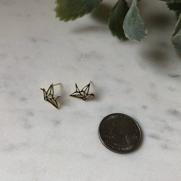 The Anabel - Geometric Paper Bird Stud Earrings - Picture 4 of 4